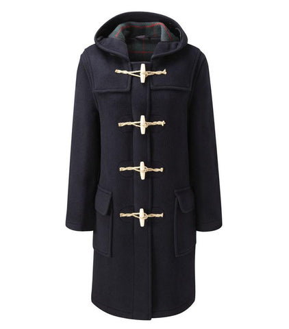 Women's Classic Fit Duffle Coat with Wooden Toggles - Navy