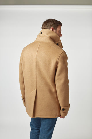 Men's Camel Teddy Pea Coat