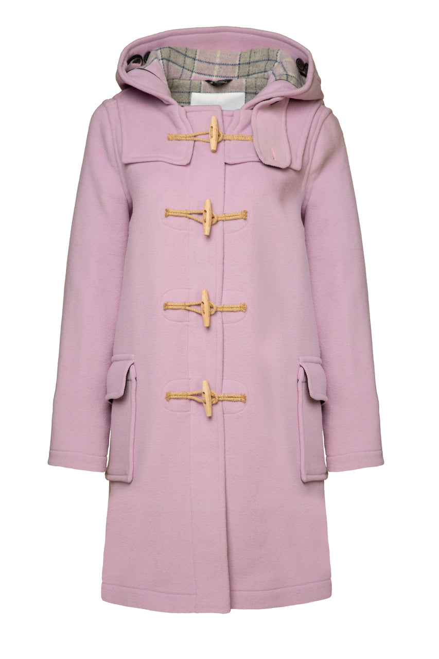 Women's Classic Fit Duffle Coat with Wooden Toggles - Lilac