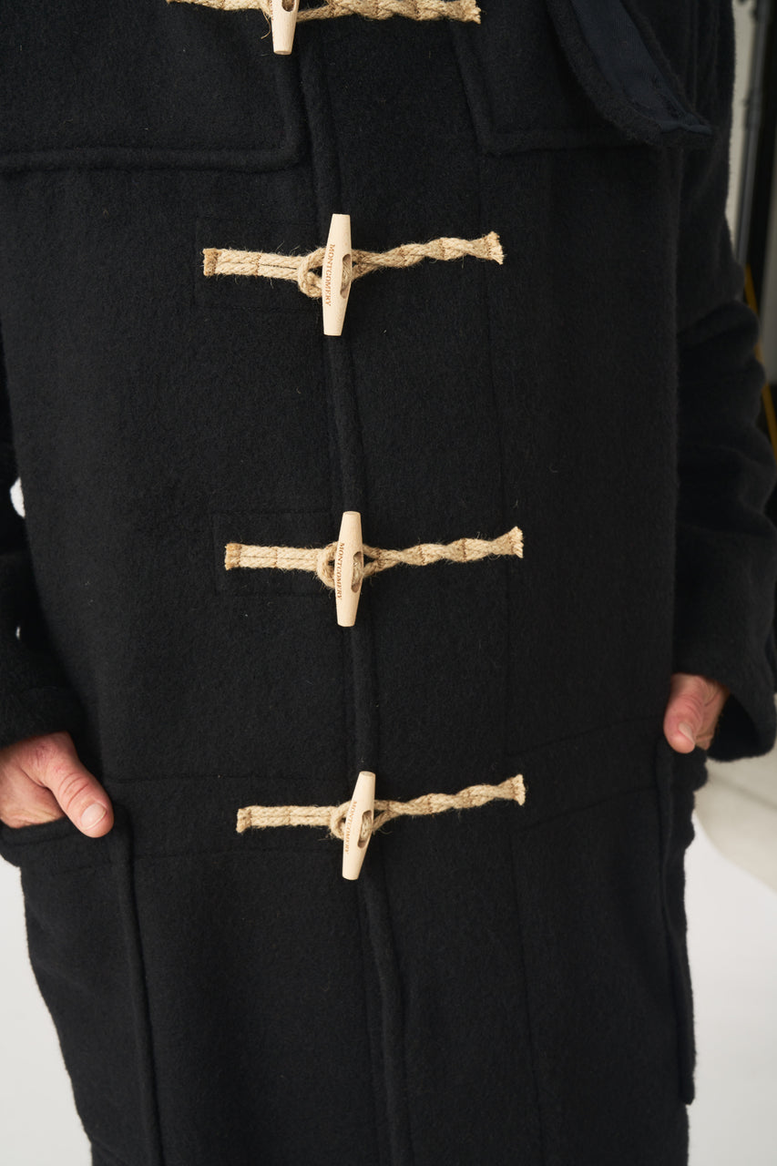 Men's Black Long Maremma Long Original Duffle With Wooden Toggles