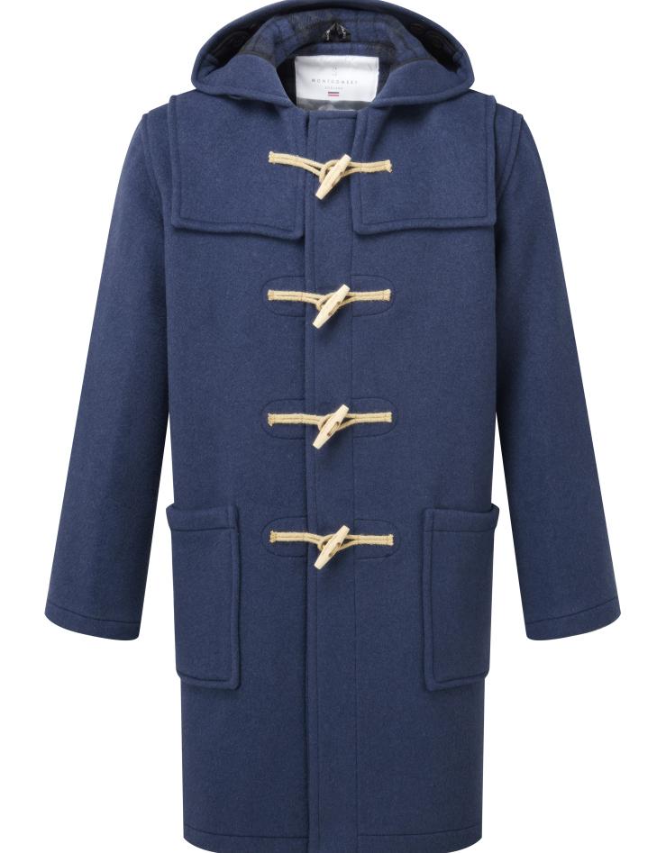 Men's Classic Fit Duffle Coat with Wooden Toggles - Royal Blue