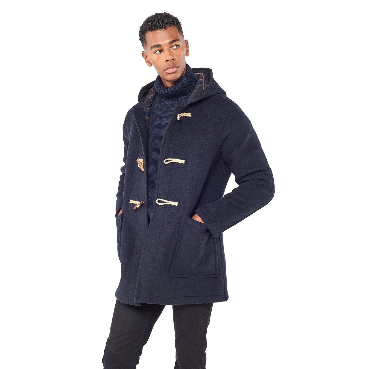 Men's Abberley Simple Fit Duffle Coat With Wooden Toggles - Navy